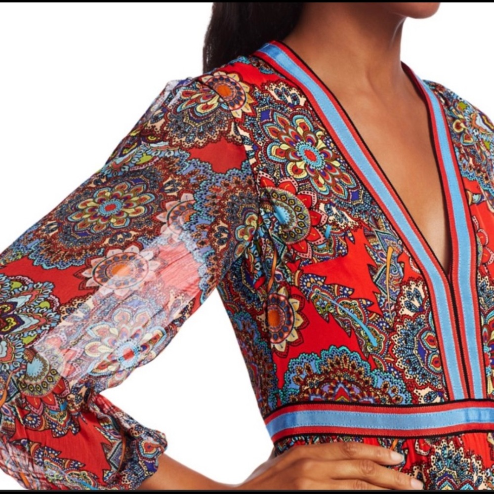 Alice + Olivia Red and Blue Patterned Dress